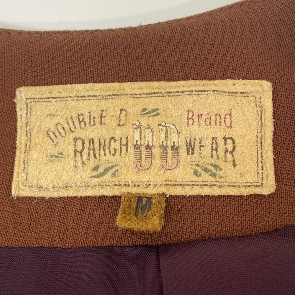 Double D Ranch Vintage Studded Jacket Western Embroidered Brown Medium - Picture 9 of 12